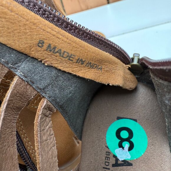 Roan Women's Brown Gladiator Sandals Size 8 Genuine Leather Strappy Open Toe - Picture 5 of 9